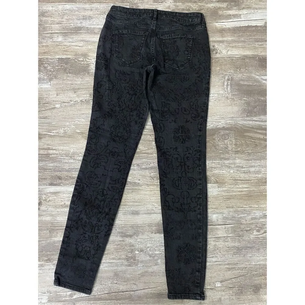 William Rast Stretch Perfect Skinny Jean Textured Black Sculpting Uplift Size 26
